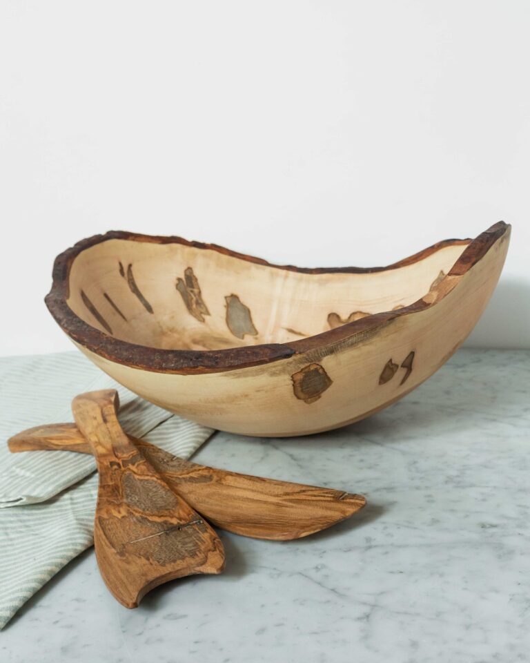 Live edge Ambrosia Maple Bowl and salad tossers