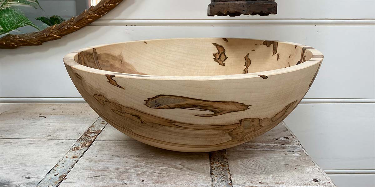 large ambrosia maple wooden bowl by Spencer Peterman