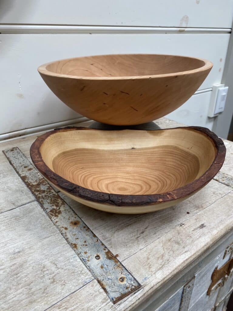 Natural edge Cherry bowl and round cherry bowl