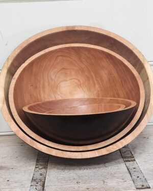 Cherry wooden bowls two tone