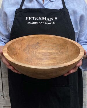 Medium 13-inch spalted maple round wooden bowl, striking natural spalting with organic character.