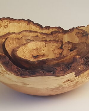 Extra Large Live Edge Cherry Burl Wooden Bowl (17")