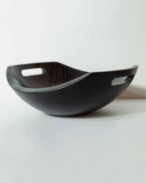 XXL (Jumbo) Black Ebonized Harvest Wooden Bowl with Handles (21")