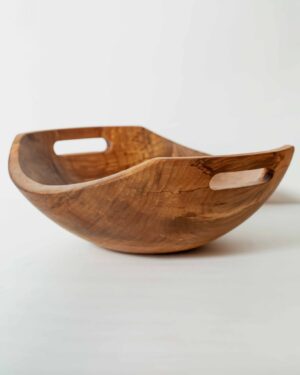 Extra Large Spalted Ambrosia Maple Harvest Wooden Bowl with Handles (18")