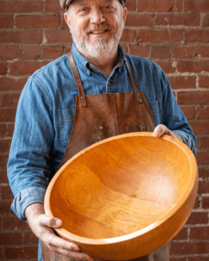 Extra Large Cherry Round Wooden Bowl (18")
