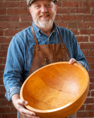 Extra Large Cherry Round Wooden Bowl (18")