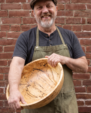 Extra Large Spalted Maple Round Wooden Bowl (18")