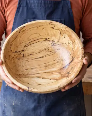 Medium Spalted Maple Wooden Bowl (13")