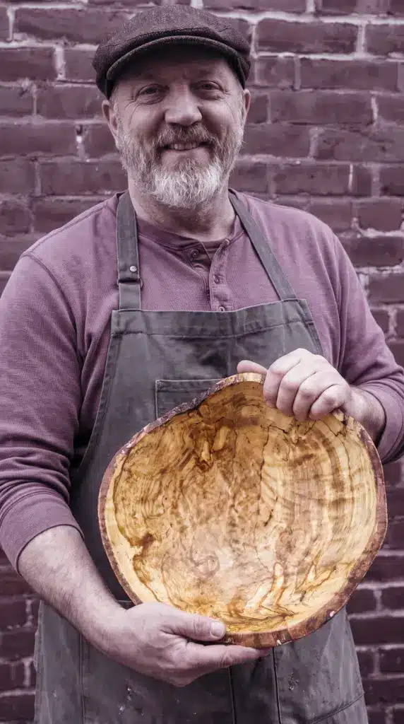 Live Edge Spalted Maple Wooden Bowls (15")
