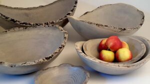 a set of live edge driftwood oad bowls from Spencer Peterman