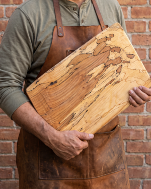 Extra-Large, Spalted Maple Rectangular Natural Edge Wooden Cutting Board (18” × 10”)
