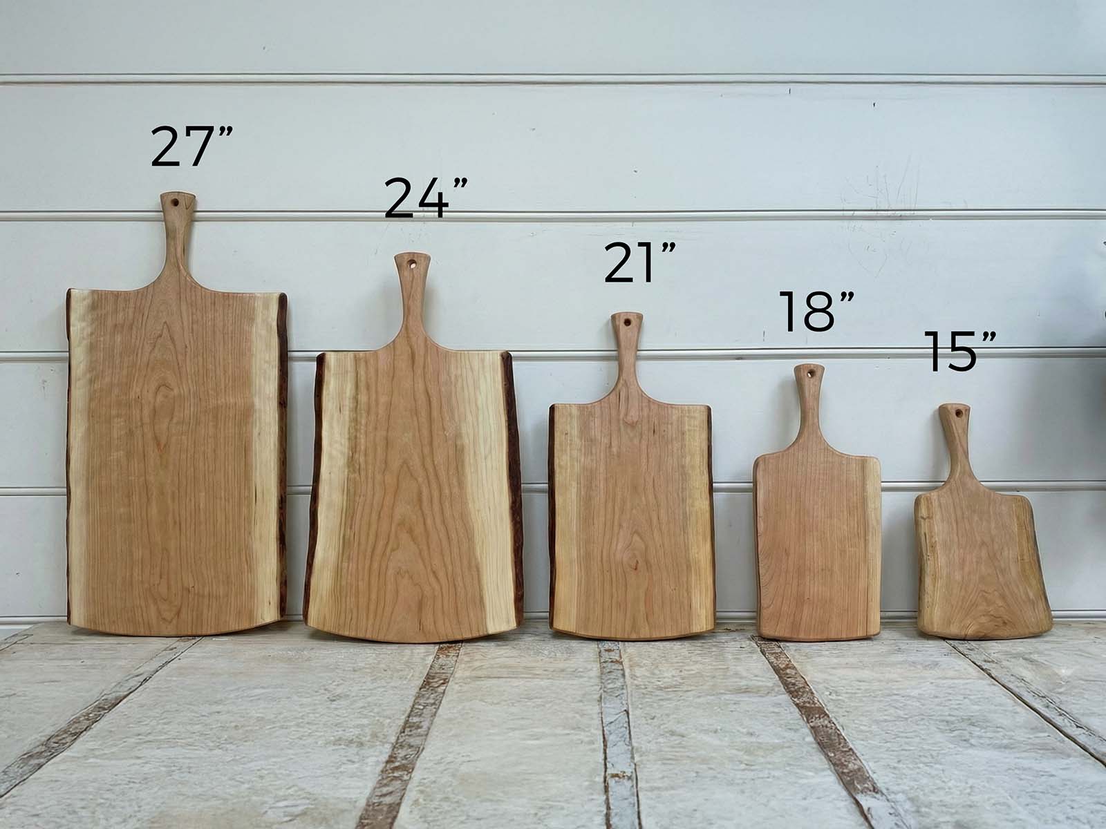 Extra-Large, Live Edge, Cherry Wooden Cutting Board with Handle (24”)