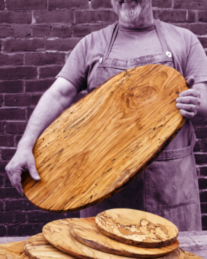 Extra-Large, Live Edge Oval Spalted Maple Wooden Cutting Board (24–26” × 10”)