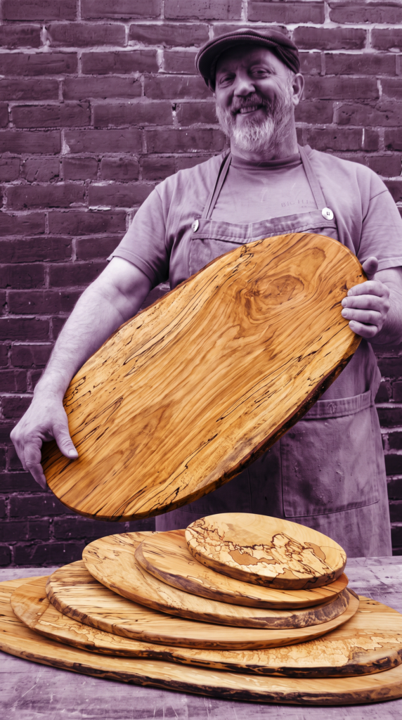 Extra-Large, Live Edge Oval Spalted Maple Wooden Cutting Board (24–26” × 10”)