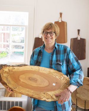 Jumbo, Live Edge Oval Spalted Maple Wooden Cutting Board (33” × 11”)