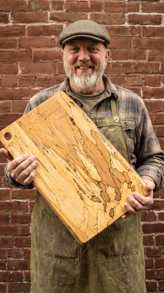 Jumbo, Spalted Maple Rectangular Natural Edge Wooden Cutting Board (21” × 11”)