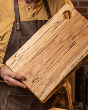 Large, Spalted Maple Rectangular Natural Edge Wooden Cutting Board (15” × 9”)