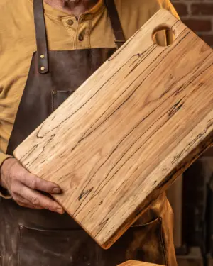 Large, Spalted Maple Rectangular Natural Edge Wooden Cutting Board (15” × 9”)