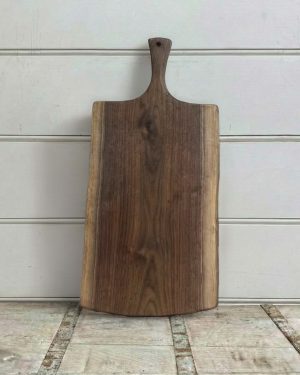 Jumbo, Live Edge, Black Walnut Wooden Cutting Board with Handle (27”)