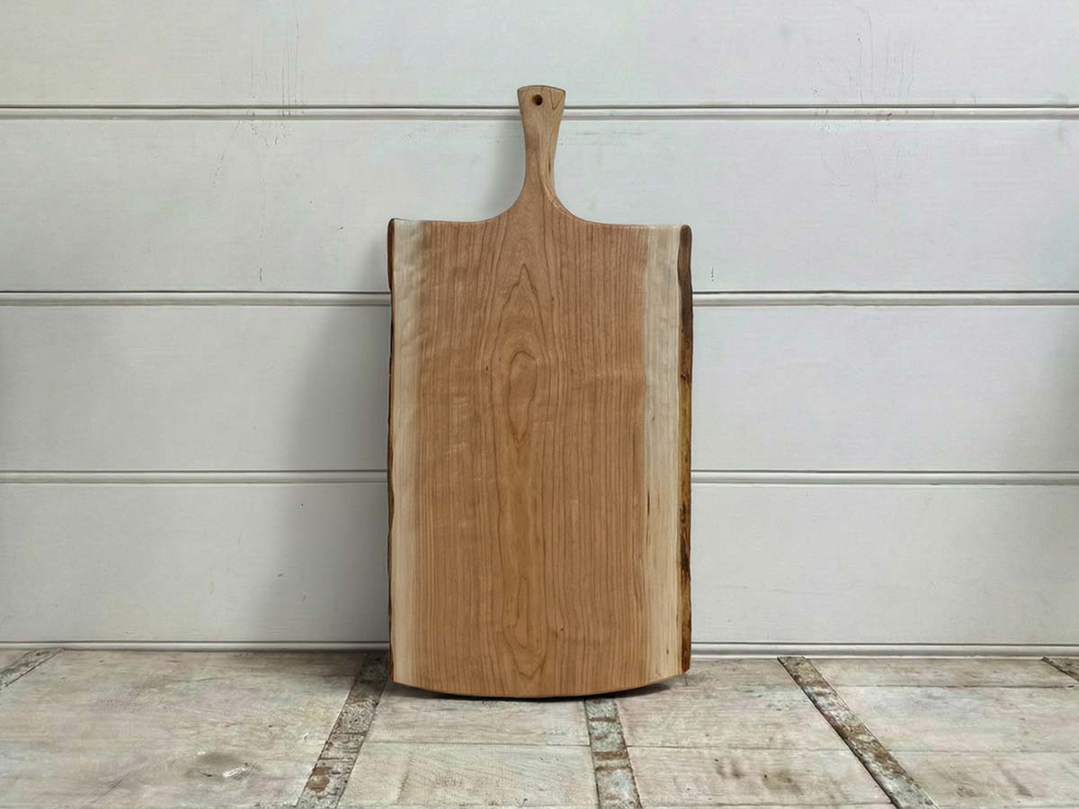 Extra-Large, Live Edge, Cherry Wooden Cutting Board with Handle (24”) - Image 2