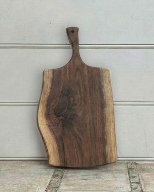 Large, Live Edge, Black Walnut Wooden Cutting Board with Handle (21”)