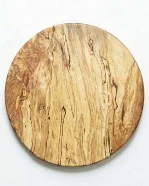 Large, Spalted Maple Round Wooden Cutting Board (15”)