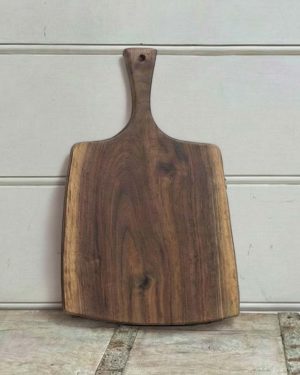Medium, Live Edge, Black Walnut Wooden Cutting Board with Handle (18”)