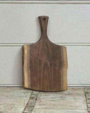 Small, Live Edge, Black Walnut Wooden Cutting Board with Handle (15”)
