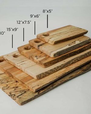 Small, Spalted Maple Rectangular Natural Edge Wooden Cutting Board (9” × 6”)