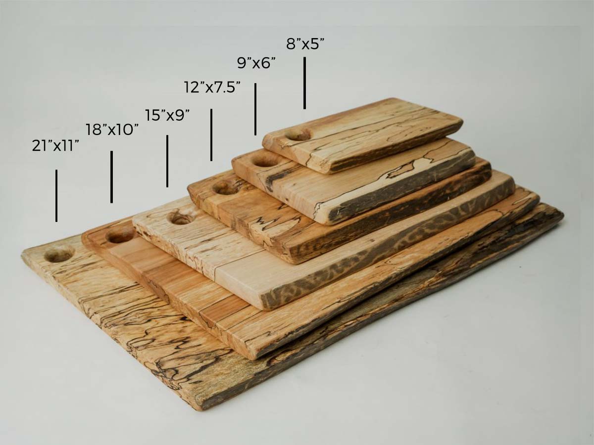 Small, Spalted Maple Rectangular Natural Edge Wooden Cutting Board (9” × 6”)