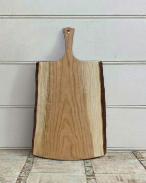 Extra-Large, Live Edge, Cherry Wooden Cutting Board with Handle (24”)
