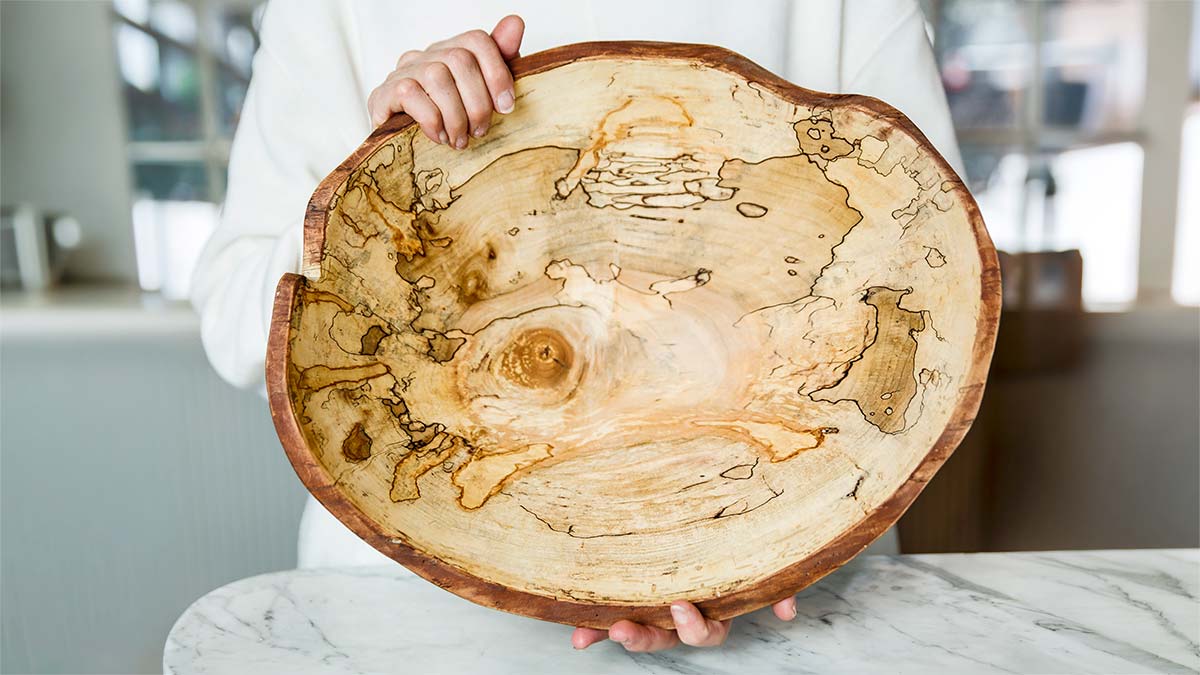 Large ambrosia maple live edge wooden bowl