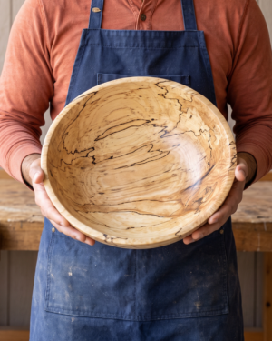 Large Spalted Maple Wooden Bowl (15")