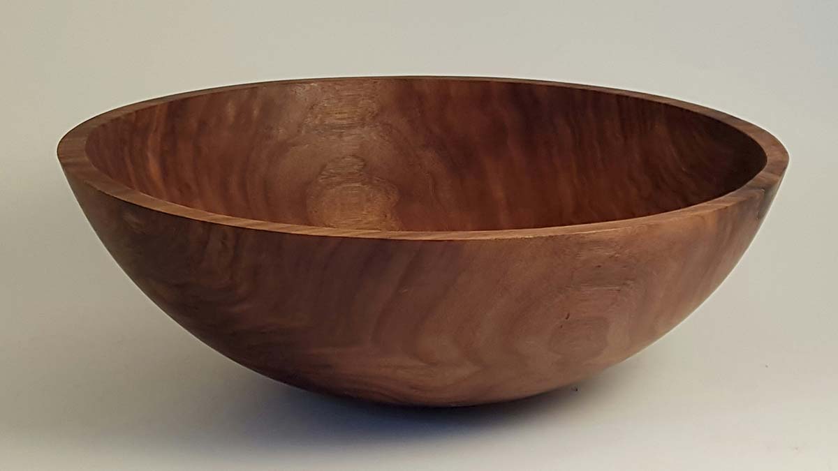A classic round black walnut bowl from Spencer Peterman