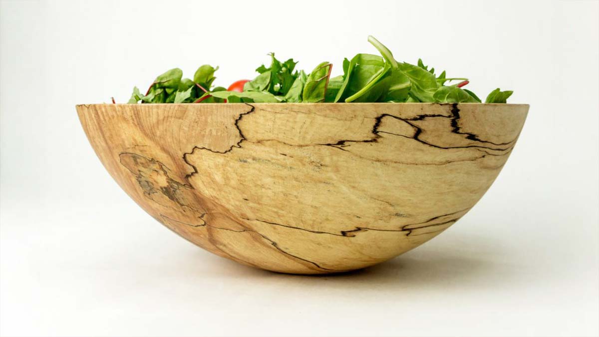 spalted maple bowl with salad