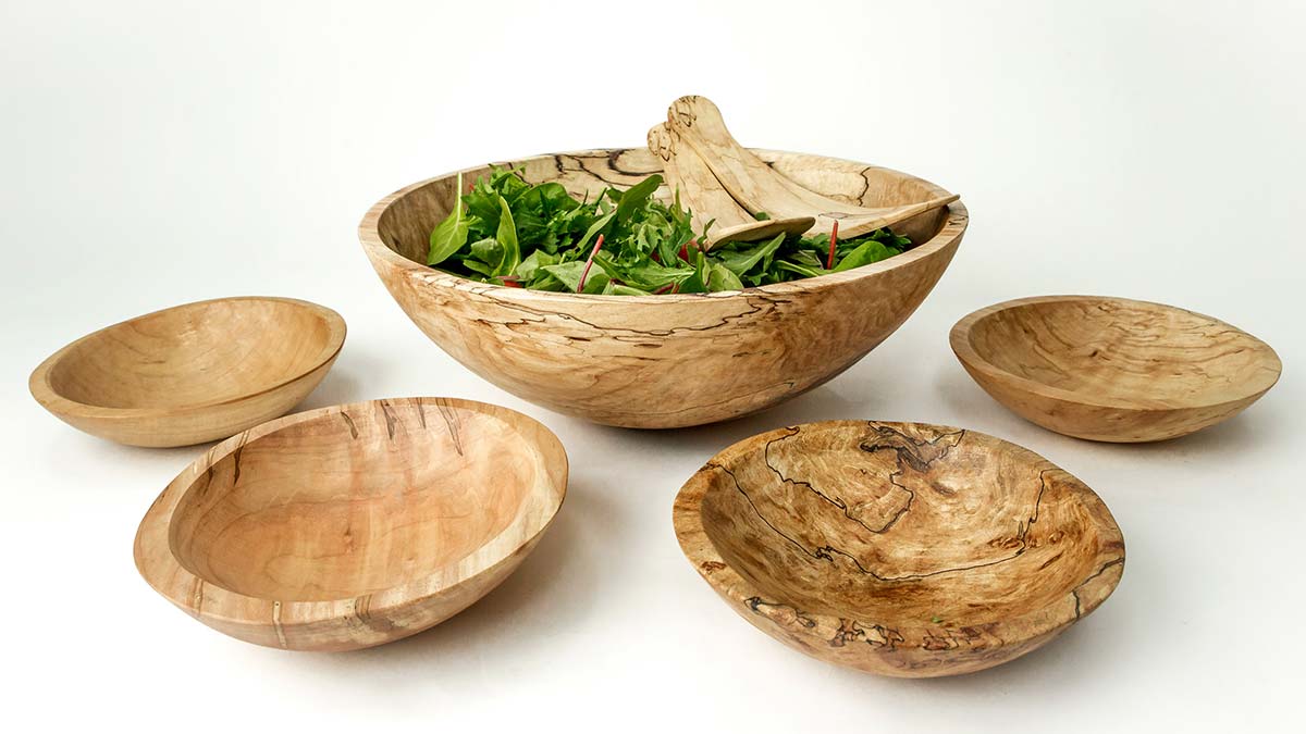 spalted maple bowl with salad